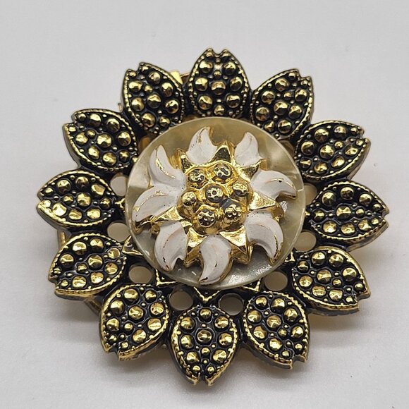 VTG Gold Tone Scarf Clip Floral West Germany - Picture 1 of 6